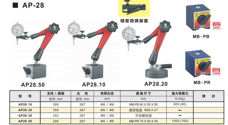 FISSO万向磁性表座strato u-line系列AP-28