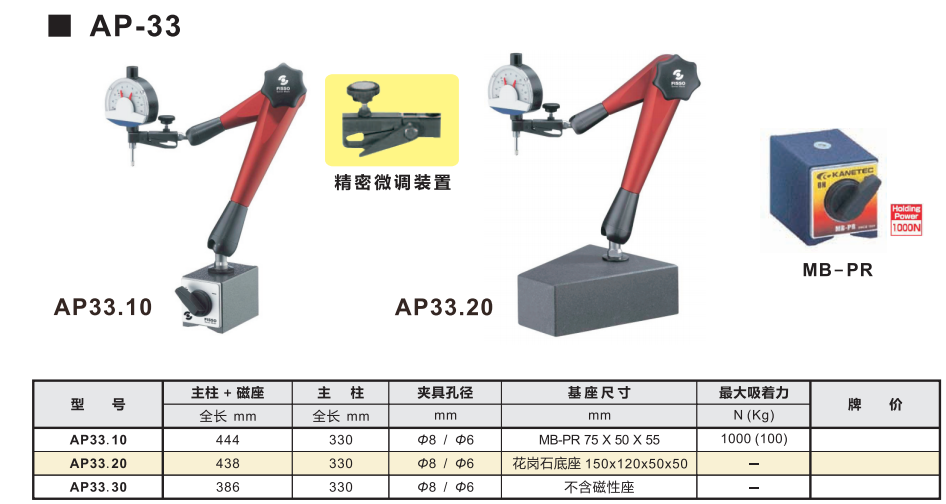 FISSO万向磁性表座strato u-line系列AP-33